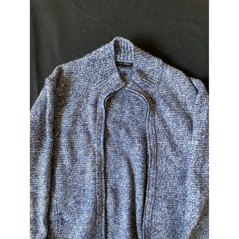Banana‎ Republic Mens Blue Wool Silk Blend Marled Full Zip Cardigan Sweater L